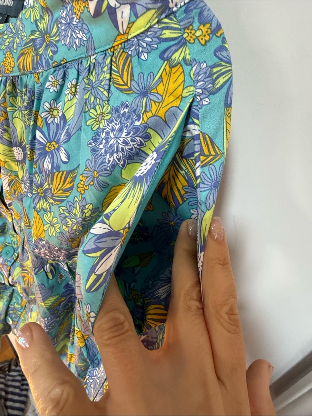 ModCloth Teal Floral Button-Front Skirt with Blue and Yellow Blooms - Picture 3 of 8